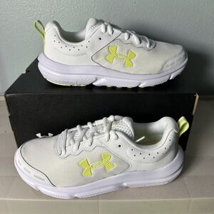 Under Armour Womens Charged Assert 10 Running Shoes White Lime 3026179-110 8.5